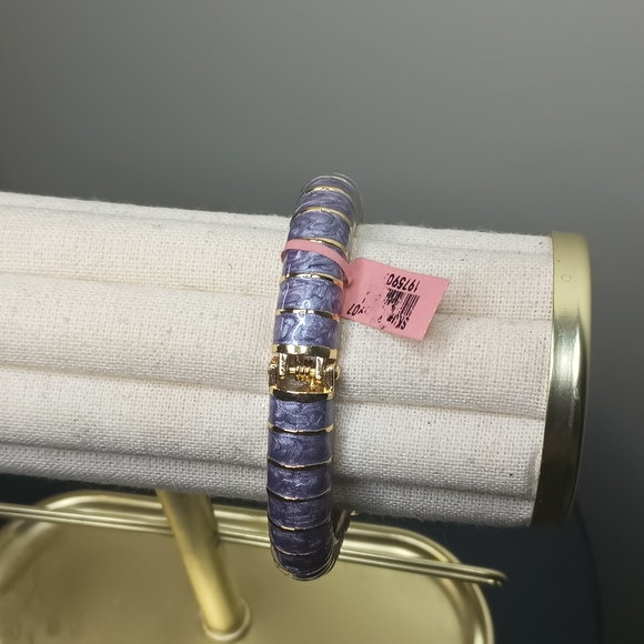 Purple/Gold Enamel Elephant Clamp Bracelet - Picture 6 of 6